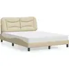 Image de vidaXL Lit avec matelas "Hvar" Crème 120x200 cm Tissu