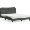 Image de vidaXL Lit avec matelas "Hvar" gris foncé 140x190 cm Tissu