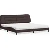 Image de vidaXL Lit avec matelas "Hvar" brun foncé 200x200 cm Tissu