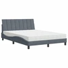 Image de vidaXL Lit avec matelas "Hanko" gris foncé 120x200 cm velours