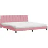 Image de vidaXL Lit avec matelas "Hanko" rose 200x200 cm velours