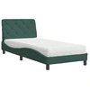 Image de vidaXL Lit avec matelas vert foncé 90x200 cm velours