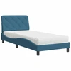 Image de vidaXL Lit avec matelas bleu 90x200 cm velours