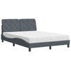Image de vidaXL Lit avec matelas gris foncé 140x200 cm velours