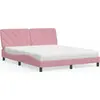 Image de vidaXL Lit avec matelas rose 160x200 cm velours