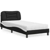 Image de vidaXL Lit avec matelas "Hvar" noir et blanc 80x200 cm simili-cuir