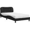 Image de vidaXL Lit avec matelas "Hvar" noir 100x200 cm similicuir