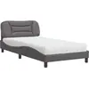 Image de vidaXL Lit avec matelas "Hvar" Gris 100x200 cm Similicuir