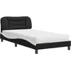 Image de vidaXL Lit avec matelas "Hvar" noir et blanc 100x200 cm similicuir