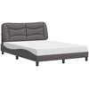 Image de vidaXL Lit avec matelas "Hvar" Gris 140x190 cm Similicuir