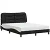 Image de vidaXL Lit avec matelas "Hvar" noir et blanc 140x190 cm simili-cuir