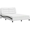 Image de vidaXL Lit avec matelas "Hvar" blanc et noir 140x190 cm simili-cuir