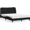 Image de vidaXL Lit avec matelas "Hvar" noir 140x200 cm simili-cuir