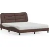 Image de vidaXL Lit avec matelas "Hvar" Marron 160x200 cm Similicuir