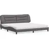 Image de vidaXL Lit avec matelas "Hvar" Gris 200x200 cm Similicuir