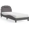 Image de vidaXL Lit "Viana" avec matelas Gris 90x200 cm Similicuir