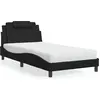 Image de vidaXL Lit "Viana" avec matelas Noir 100x200 cm Similicuir