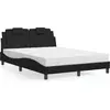 Image de vidaXL Lit "Viana" avec matelas Noir 120x200 cm Similicuir