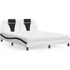 Image de vidaXL Lit "Viana" avec matelas Blanc et noir 160x200 cm Similicuir