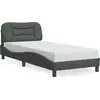 Image de vidaXL Cadre de lit avec LED sans matelas "Hvar" gris foncé 80x200 cm Tissu