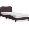 Image de vidaXL Cadre de lit avec LED sans matelas "Hvar" brun foncé 80x200 cm Tissu