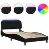 Image de vidaXL Cadre de lit avec LED sans matelas "Hvar" noir 100x200 cm Tissu