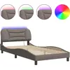 Image de vidaXL Cadre de lit avec LED sans matelas "Hvar" Taupe 100x200 cm Tissu