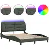 Image de vidaXL Cadre de lit avec LED sans matelas "Hvar" gris foncé 120x200 cm Tissu