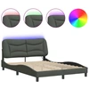 Image de vidaXL Cadre de lit avec LED sans matelas "Hvar" gris foncé 140x190 cm Tissu