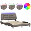 Image de vidaXL Cadre de lit avec LED sans matelas "Hvar" Taupe 140x190 cm Tissu
