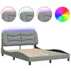 Image de vidaXL Cadre de lit avec LED sans matelas "Hvar" gris clair 140x200 cm Tissu