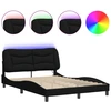 Image de vidaXL Cadre de lit avec LED sans matelas "Hvar" noir 140x200 cm Tissu