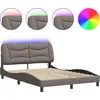 Image de vidaXL Cadre de lit avec LED sans matelas "Hvar" Taupe 140x200 cm Tissu