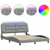 Image de vidaXL Cadre de lit avec LED sans matelas "Hvar" gris clair 160x200 cm Tissu