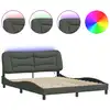 Image de vidaXL Cadre de lit avec LED sans matelas "Hvar" gris foncé 160x200 cm Tissu