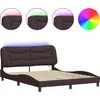 Image de vidaXL Cadre de lit avec LED sans matelas "Hvar" brun foncé 160x200 cm Tissu