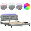 Image de vidaXL Cadre de lit avec LED sans matelas "Hvar" gris clair 180x200 cm Tissu