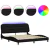 Image de vidaXL Cadre de lit avec LED sans matelas "Hvar" noir 180x200 cm Tissu