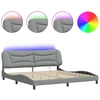 Image de vidaXL Cadre de lit avec LED sans matelas "Hvar" gris clair 200x200 cm Tissu