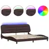 Image de vidaXL Cadre de lit avec LED sans matelas "Hvar" brun foncé 200x200 cm Tissu