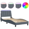 Image de vidaXL Cadre de lit avec LED sans matelas "Hanko" gris foncé 80x200 cm velours
