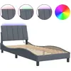 Image de vidaXL Cadre de lit avec LED sans matelas "Hanko" gris foncé 90x200 cm velours
