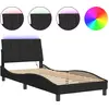 Image de vidaXL Cadre de lit avec LED sans matelas "Hanko" noir 90x200 cm velours