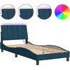 Image de vidaXL Cadre de lit avec LED sans matelas "Hanko" bleu 90x200 cm velours