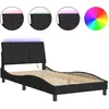 Image de vidaXL Cadre de lit avec LED sans matelas "Hanko" noir 100x200 cm velours