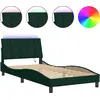 Image de Cadre de lit avec lampes LED vert foncé 100x200 cm velours