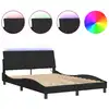 Image de vidaXL Cadre de lit avec LED sans matelas "Hanko" noir 140x190 cm velours