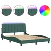 Image de vidaXL Cadre de lit avec LED sans matelas "Hanko" vert foncé 140x190 cm velours