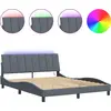 Image de vidaXL Cadre de lit avec LED sans matelas "Hanko" gris foncé 160x200 cm velours