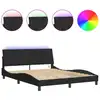 Image de vidaXL Cadre de lit avec LED sans matelas "Hanko" noir 160x200 cm velours